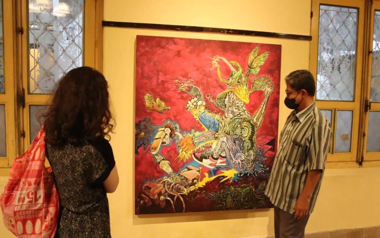 Caption foto: Suasana Pameran Go Pageto di Kafe Kumpeni Kauman Yogyakarta, Kamis (15/12)