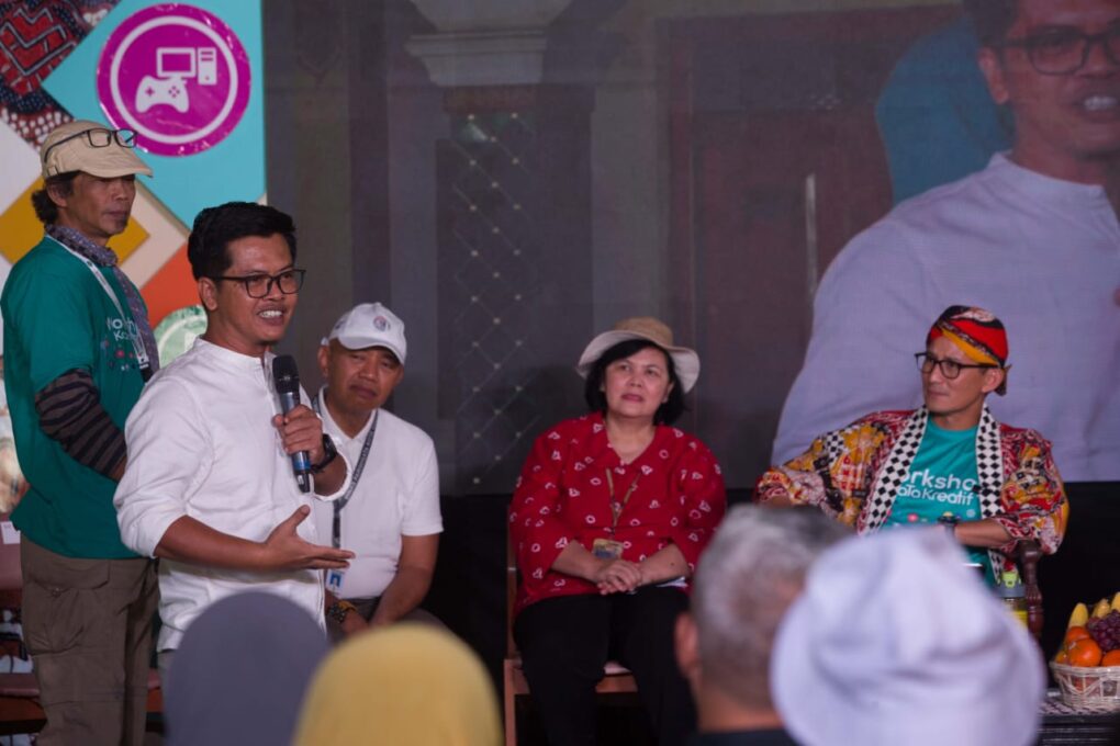 Produser Lapangan CNN Indonesia Teguh Supriyadi menyampaikan pandangannya tentang UMKM di Yogyakarta berdasar pengalamannya melakukan peliputan sejak 2003.