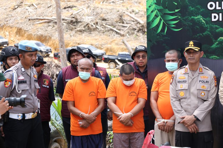 Tindak Tegas Perusakan Hutan, Polda Riau Amankan 4 Orang Tersangka